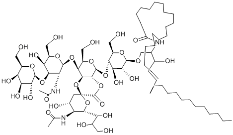 CAS 登录号：100345-64-0， N-[(E,2S,3S)-1-[(2R,3R,4R,5S,6R)-5-[(2S,4'R,4aR,5S,5'S,7R,8S,8aS)-5'-乙酰氨基-8-[(2S,3R,4R,5R,6R)-3-乙酰氨基-5-羟基-6-(羟基甲基)-4-[(2R,3R,4S,5R,6R)-3,4,5-三羟基-6-(羟基甲基)四氢吡喃-2-基]氧基四氢吡喃-2-基]氧基-4'-羟基-7-(羟基甲基)-3-氧代-6'-[(1S,2S)-1,2,3-三羟基丙基]螺[5,7,8,8alpha-四氢-4aH-吡喃并[3,4-e][1,4]二恶英-2,2'-四氢吡喃]-5-基]氧基-3,4-二羟基-6-(羟基甲基)四氢吡喃-2-基]氧基-3-羟基十八碳-4-烯-2-基]十八烷酰胺