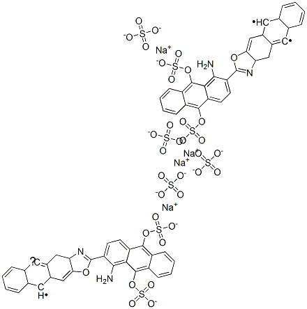 CAS 登录号：10126-90-6， 四钠2-[1-氨基-9,10-二(磺酸基氧基)-2-蒽基]蒽并[2,3-d]恶唑-5,10-二基二(硫酸盐)