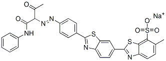 CAS 登录号：10190-69-9， 6-甲基-2'-[4-[[2-氧代-1-[(苯基氨基)羰基]丙基]偶氮]苯基][2,6'-联苯并噻唑]-7-磺酸钠