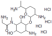 CAS#: 102735-33-1, 2-Amino-N-[4-Amino-3-[3-Amino-6-(1-Aminoethyl)Oxan-2-Yl]Oxy-2,6-Dihydroxycyclohexyl]-N-Methylacetamide Tetrahydrochloride