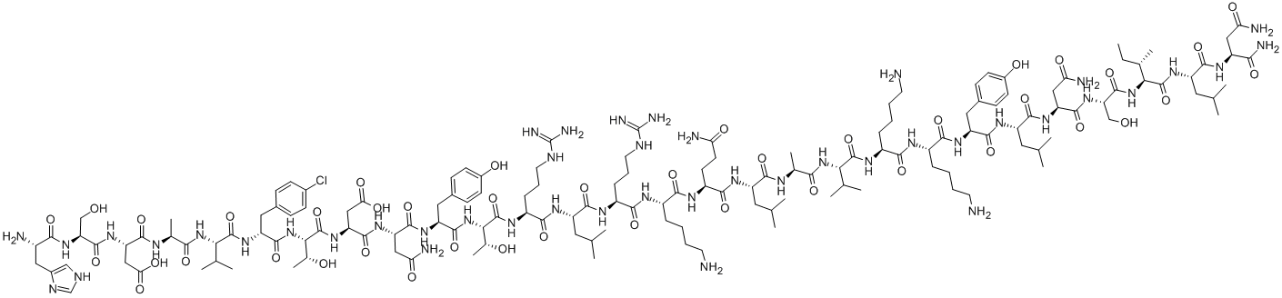 CAS 登录号:102805-45-8, 6-(4-氯-D-苯丙氨酸)-17-L-亮氨酸-血管活性小肠二十八肽(猪)