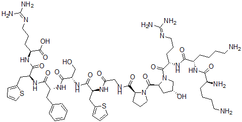 CAS 登录号：103412-37-9， L-赖氨酰-L-赖氨酰-L-精氨酰-(4R)-4-羟基-L-脯氨酰-L-脯氨酰甘氨酰-3-(2-噻吩基)-L-丙氨酰-L-丝氨酰-D-苯丙氨酰-3-(2-噻吩基)-L-丙氨酰-L-精氨酸