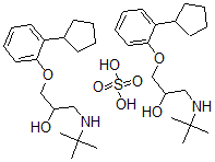 CAS 登录号：103437-28-1， 1-(叔-丁基氨基)-3-(2-环戊基苯氧基)丙-2-醇硫酸盐(2:1)