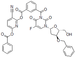 CAS 登录号：103767-48-2， 3-(3-(6-苯甲酰氧基-3-氰基-2-吡啶基氧羰基)苯甲酰基)-3'-O-苄基-2'-脱氧-5-氟尿苷