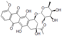 CAS 登录号：103946-11-8， (7S,9S)-9-乙酰基-7-[(2R,3R,4R,5S,6S)-3-氟-4,5-二羟基-6-甲基四氢吡喃-2-基]氧基-6,9,11-三羟基-4-甲氧基-8,10-二氢-7H-并四苯-5,12-二酮