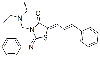 CAS 登录号：104123-88-8， (5Z)-3-(二乙基氨基甲基)-2-苯基亚胺-5-[(E)-3-苯基丙-2-烯亚基]-1,3-噻唑烷-4-酮