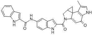 CAS 登录号：104713-40-8， (+-)-N-(2-((4,5,8,8a-四氢-7-甲基-4-氧代环丙(C)吡咯并(3,2-e)吲哚-2(1H)-基)羰基)-1H-吲哚-5-基)-1H-吲哚-2-甲酰胺