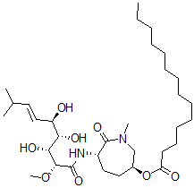 CAS 登录号：104947-69-5， [(3S,6S)-1-甲基-7-氧代-6-[[(E,2R,3R,4S,5R)-3,4,5-三羟基-2-甲氧基-8-甲基壬-6-烯酰基]氨基]氮杂环庚-3-基]十四烷酸酯