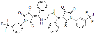 CAS 登录号：107888-01-7， (4E)-4-[[2-[[(E)-[4,5-二氧代-2-硫代-1-[3-(三氟甲基)苯基]吡咯烷-3-亚基]-苯基甲基]氨基]乙基氨基]-苯基亚甲基]-5-硫代-1-[3-(三氟甲基)苯基]吡咯烷-2,3-二酮