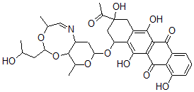 CAS#: 108147-17-7, 9-Acetyl-4,6,9,11-Tetrahydroxy-7-[[2-(2-Hydroxypropyl)-4,10-Dimethyl-4,6A,7,8,10,10alpha-Hexahydropyrano[5,4-d][1,3,6]Dioxazocin-8-Yl]Oxy]-8,10-Dihydro-7H-Tetracene-5,12-Dione