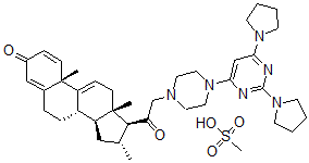 CAS 登录号：110101-67-2， 21-(4-(2,6-二-1-吡咯烷基-4-嘧啶基)-1-哌嗪基)-16-甲基孕甾-1,4,9(11)-三烯-3,20-二酮单甲烷磺酸盐
