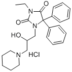 CAS 登录号：110427-55-9， 3-乙基-1-(2-羟基-3-哌啶-1-鎓-1-基丙基)-5,5-二苯基咪唑烷-2,4-二酮氯化物