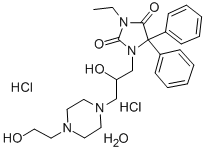 CAS#: 110465-03-7, 3-Ethyl-1-[2-Hydroxy-3-[4-(2-Hydroxyethyl)Piperazin-1-Yl]Propyl]-5,5-Diphenylimidazolidine-2,4-Dione Dihydrochloride