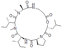 CAS 登录号：110538-19-7， (3R,10S,16S,19S)-13,16-二[(2S)-丁烷-2-基]-10,11,14-三甲基-3-(2-甲基丙基)-4-氧杂-1,8,11,14,17-五氮杂双环[17.3.0]二十二烷-2,5,9,12,15,18-六酮