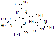 CAS 登录号：111589-64-1， [(E)-3,4-二[(2-氨基-2-氧代乙基)硫基]-4-(2-氨基-4-氧代-5,6,7,8-四氢-1H-蝶啶-6-基)-2-羟基丁-3-烯基]磷酸二氢酯