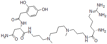 CAS 登录号：111924-44-8， (2S)-N-[3-[4-[3-[[(2S)-2-氨基-5-(二氨基亚甲基氨基)戊酰]氨基]丙基-甲基氨基]丁基-甲基氨基]丙基]-2-[[2-(2,4-二羟基苯基)乙酰基]氨基]丁二酰胺