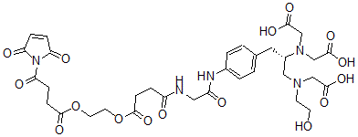 CAS 登录号：112028-42-9， 2-[羧甲基-[(2S)-1-(羧甲基-(2-羟基乙基)氨基)-3-[4-[[2-[[4-[2-[4-(2,5-二氧代吡咯-1-基)-4-氧代丁酰基]氧基乙氧基]-4-氧代丁酰基]氨基]乙酰基]氨基]苯基]丙-2-基]氨基]乙酸