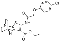 CAS 登录号：112290-21-8， 2-(4-氯苯氧基乙酰氨基)-3-乙氧羰基噻吩并(2,3-b)奎宁环