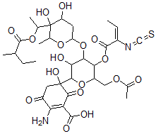 CAS 登录号：113603-74-0， 5-[6-(乙酰氧基甲基)-4-[4,5-二羟基-6-甲基-5-[1-(2-甲基丁酰基氧基)乙基]四氢吡喃-2-基]氧基-3-羟基-5-[(E)-2-异硫氰酸基丁-2-烯酰基]氧基四氢吡喃-2-基]-2-氨基-5-羟基-3,6-二氧代环己烯-1-羧酸