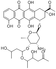 CAS#: 114511-93-2, 7-[4-amino-5-[3-hydroxy-1-(3-hydroxy-5-oxo-hexan-2-yl)oxy-butoxy]-6-methyl-oxan-2-yl]oxy-9-ethanoyl-4,6,9,11-tetrahydroxy-8,10-dihydro-7H-tetracene-5,12-dione