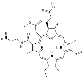 CAS 登录号:114849-41-1, (2S-反式)-18-(((2-氨基乙基)氨基)羰基)-8-乙烯基-13-乙基-2,3-二氢-20-(2-甲氧基-2-氧代乙基)-3,7,12,17-四甲基-21H,23H-卟吩-2-丙酸