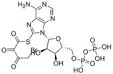 CAS 登录号：115678-78-9， [(2R,3S,4R,5R)-5-[6-氨基-8-(4-溴-2,3-二氧代丁基)硫基嘌呤-9-基]-3,4-二羟基四氢呋喃-2-基]甲基膦酰磷酸氢酯