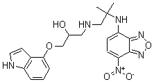 CAS 登录号：115910-09-3， 1-(1H-吲哚-4-基氧基)-3-[[2-甲基-2-[(7-硝基-2,1,3-苯并恶二唑-4-基)氨基]丙基]氨基]-2-丙醇