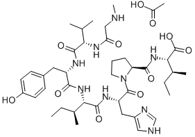 CAS 登录号：116331-58-9， 肌氨酰-缬氨酰-酪氨酰-异亮氨酰-组氨酰-脯氨酰-异亮氨酸乙酸盐