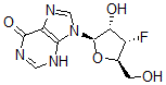 CAS 登录号：117517-20-1， 9-[(2R,3S,4S,5R)-4-氟-3-羟基-5-(羟基甲基)四氢呋喃-2-基]-3H-嘌呤-6-酮