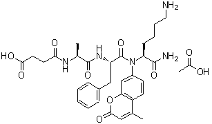 CAS 登录号：117756-27-1， N-(3-羧基丙酰)-L-丙氨酰-L-苯丙氨酰-N-(4-甲基-2-氧代-2H-苯并吡喃-7-基)-L-赖氨酰胺乙酸盐(1:1)
