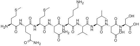 CAS 登录号:118850-73-0, L-蛋氨酰-L-谷氨酰胺酰-L-蛋氨酰-L-天冬氨酰胺酰-L-赖氨酰-L-缬氨酰-L-亮氨酰-L-alpha-天冬氨酰-L-丝氨酸