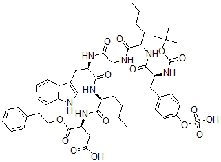 CAS 登录号：119386-87-7， 叔-丁氧羰基-磺基-酪氨酰-正亮氨酰-甘氨酰-色氨酰-正亮氨酰-天冬氨酸苯乙基酯