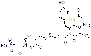 CAS#: 119463-04-6, 2-[[(2S)-1-[(2-Aminoacetyl)Amino]-3-(4-Hydroxyphenyl)-1-Oxopropan-2-Yl]-[3-[3-(2,5-Dioxo-3-Sulfopyrrolidin-1-Yl)Oxy-3-Oxopropyl]Disulfanylpropanoyl]Amino]Ethyl-Trimethylazanium Chloride