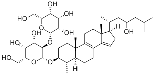 CAS 登录号：119760-82-6， 3-O-(吡喃半乳糖基-(1,2)-吡喃半乳糖基)-23-羟基-4-甲基胆甾-8,14-二烯