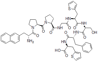 CAS#: 119953-19-4, (2S)-2-[[(2R)-2-[[(2S)-2-[[(2S)-2-[[2-[[(2S)-1-[(2S)-1-[(2R)-2-Amino-3-Naphthalen-2-Ylpropanoyl]Pyrrolidine-2-Carbonyl]Pyrrolidine-2-Carbonyl]Amino]Acetyl]Amino]-3-Thiophen-2-Ylpropanoyl]Amino]-3-Hydroxypropanoyl]Amino]-3-Phenylpropanoyl]Amino]-3-Thiophen-2-Ylpropanoic Acid