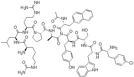 CAS#: 120287-83-4, N-Acetyl-3-(2-Naphthalenyl)-D-Alanyl-4-Chloro-D-Phenylalanyl-D-Tryptophyl-L-Seryl-L-Tyrosyl-N6-(Aminocarbonyl)-D-Lysyl-L-Leucyl-L-Arginyl-L-Prolyl-D-Alaninamide