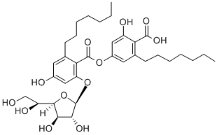 CAS#: 120634-85-7, 4-[2-[(2S,3R,4R)-5-[(1R)-1,2-Dihydroxyethyl]-3,4-Dihydroxyoxolan-2-Yl]Oxy-6-Heptyl-4-Hydroxybenzoyl]Oxy-2-Heptyl-6-Hydroxybenzoic Acid