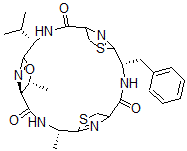 CAS 登录号:120853-13-6, (4S-(4R*,7S*,8R*,11R*,18R*))-7,11-二甲基-4-(1-甲基乙基)-18-(苯基甲基)-6-氧杂-13,20-二硫杂-3,10,17,22,23,24-六氮杂四环(17.2.1.15,8.112,15)二十四-5(24),12(23),19(22)-三烯-2,9,16-三酮