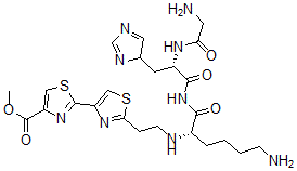 CAS 登录号：121034-90-0， 2-[2-[2-[[(2S)-6-氨基-1-[[(2S)-2-[(2-氨基乙酰基)氨基]-3-(4H-咪唑-4-基)丙酰]氨基]-1-氧代己烷-2-基]氨基]乙基]-1,3-噻唑-4-基]-1,3-噻唑-4-羧酸甲酯