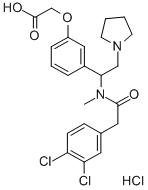 CAS#: 121264-04-8, N(1)-(2-(N-Methyl-3,4-dichlorophenylacetamido)-2-(3-carboxyphenyl)ethyl)pyrrolidine