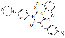 CAS#: 121608-36-4, (5Z)-1-(2,6-Dichlorophenyl)-5-[(4-Methoxyphenyl)Methylidene]-3-(4-Morpholin-4-Ylphenyl)-2-Sulfanylidene-1,3-Diazinane-4,6-Dione
