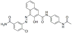 CAS 登录号：12236-64-5， N-[4-(乙酰氨基)苯基]-4-[[5-(氨基羰基)-2-氯苯基]偶氮]-3-羟基萘-2-甲酰胺