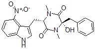 CAS 登录号：122380-19-2， (3R,6S)-3-(苄基)-3-羟基-1,4-二甲基-6-[(4-硝基-1H-吲哚-3-基)甲基]哌嗪-2,5-二酮