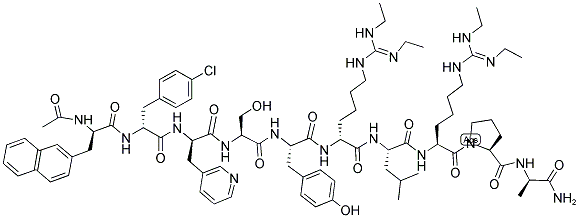 CAS#: 124904-93-4, N-Acetyl-3-(2-Naphthalenyl)-D-Alanyl-4-Chloro-D-Phenylalanyl-3-(3-Pyridinyl)-D-Alanyl-L-Seryl-L-Tyrosyl-N6-[Bis(Ethylamino)Methylene]-D-Lysyl-L-Leucyl-N6-[Bis(Ethylamino)Methylene]-L-Lysyl-L-Prolyl-D-Alaninamide