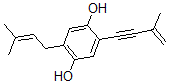 CAS 登录号:125213-21-0, 2-(3-甲基丁-2-烯基)-5-(3-甲基丁-3-烯-1-炔基)苯-1,4-二醇