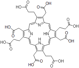 CAS#: 125219-57-0, 3,8,13,18-Tetrakis(Carboxymethyl)-5-Hydroxy-21H,23H-Porphine-2,7,12,17-Tetrapropanoic Acid