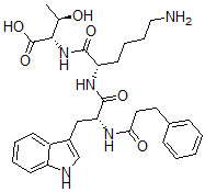 CAS 登录号：125757-85-9， (2S,3R)-2-[[(2S)-6-氨基-2-[[(2R)-3-(1H-吲哚-3-基)-2-(3-苯基丙酰基氨基)丙酰]氨基]己酰]氨基]-3-羟基丁酸