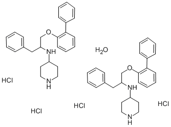CAS 登录号：125849-30-1， N-(1-苄基-4-哌啶基)-2-(2-联苯基氧基)乙胺二盐酸盐半水合物