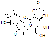 CAS 登录号：125905-01-3， [(2S,3R,4S,5S,6R)-4,5-二羟基-6-(羟基甲基)-2-(7-羟基-2,2,5,7-四甲基-1-氧代螺[3,7alpha-二氢茚-6,1'-环丙烷]-3alpha-基)氧基四氢吡喃-3-基]乙酸酯