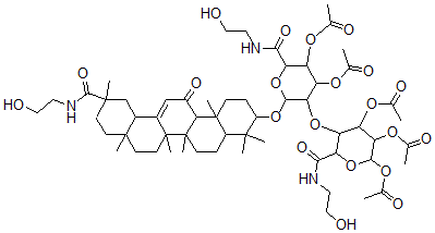 CAS#: 126145-79-7, (3-beta,20-beta)-29-((2-hydroxyethyl)amino)-11,29-dioxoolean-12-en-3-yl N-(2-hydroxyethyl)-2-O-(2,3,4-tri-O-acetyl-N-(2-hydroxyethyl)-beta-D-glucopyranuronamidosyl)-alpha-D-Glucopyranosiduronamide 3,4-diacetate